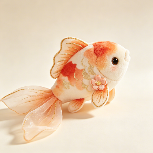 Glitter Gold Floral Koi Fish Stuffed Plush