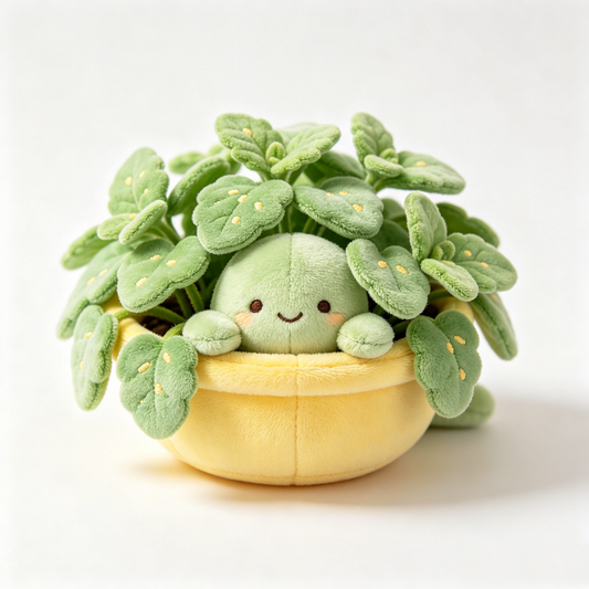 Smiley Face Mint Herb Potted Green Plush Decor