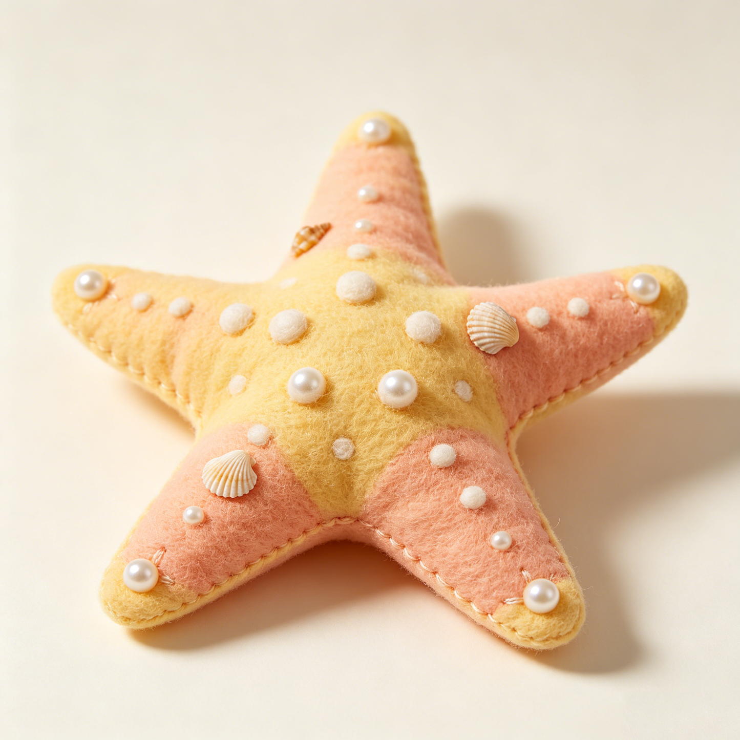 Pearl & Mini Shell Pastel Starfish Felt Plush Decor