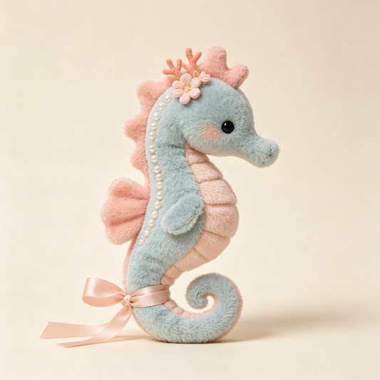 Pastel Pearl Floral Seahorse Stuffed Plush Toy