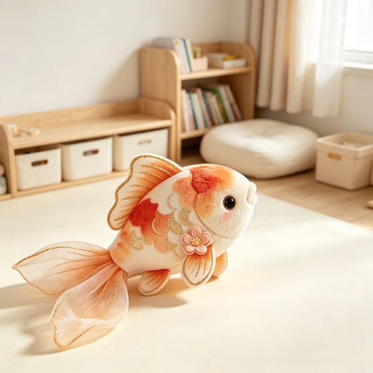 Glitter Gold Floral Koi Fish Stuffed Plush