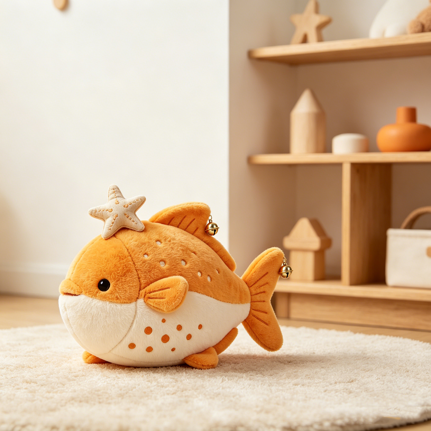 Orange Spotted Puffer Fish Plush