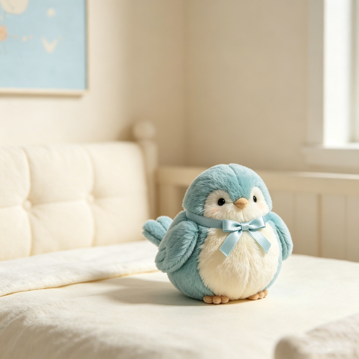 Light Blue Bow Sparrow Plush