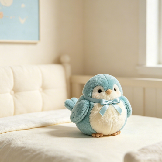 Light Blue Bow Sparrow Plush