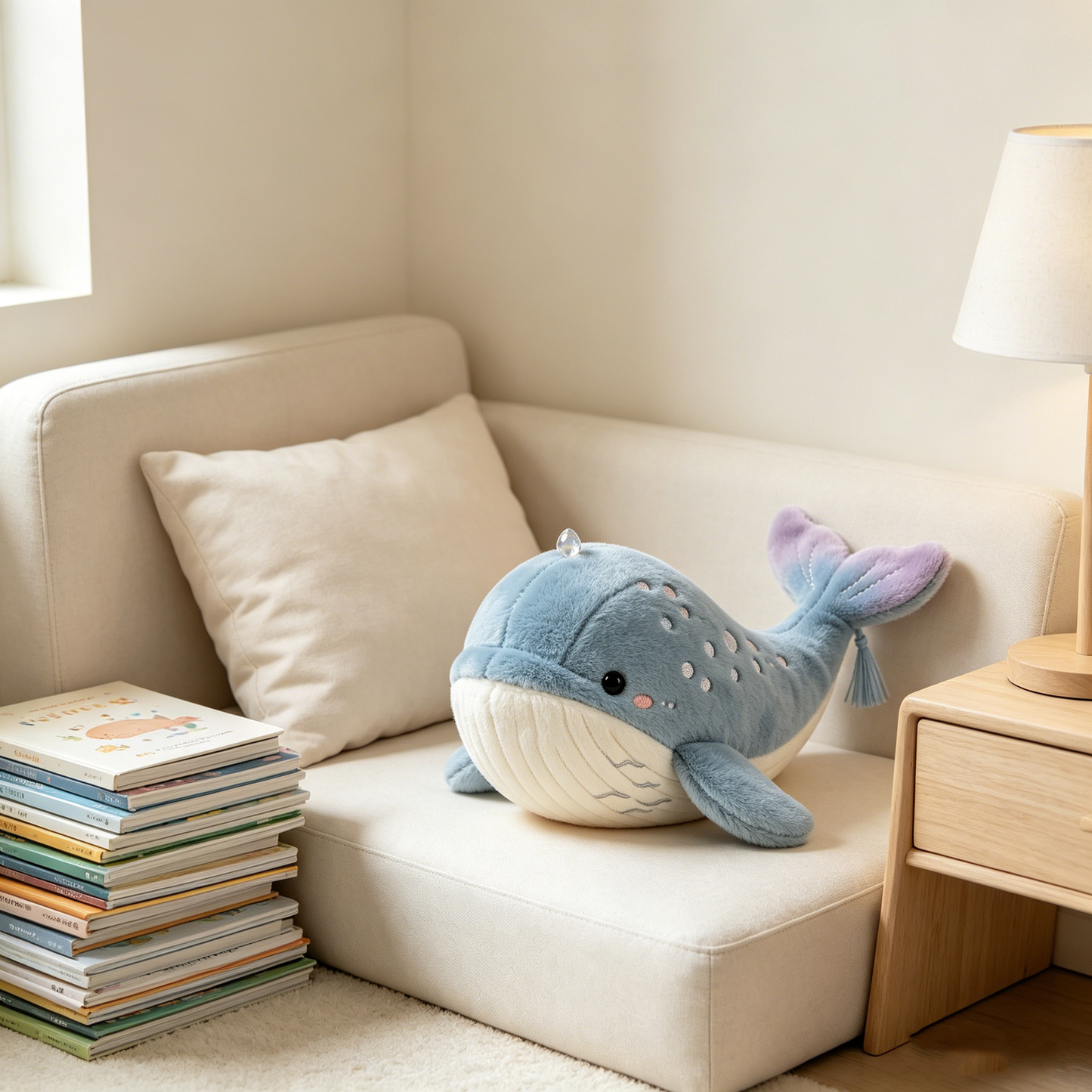 Gradient Tail Blue Bubble Whale Plush
