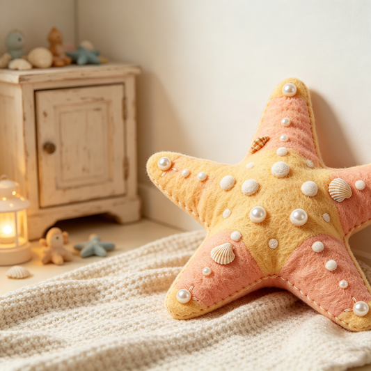 Pearl & Mini Shell Pastel Starfish Felt Plush Decor