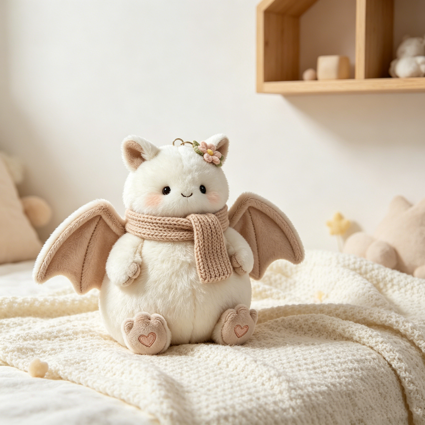Knit Scarf White Bat