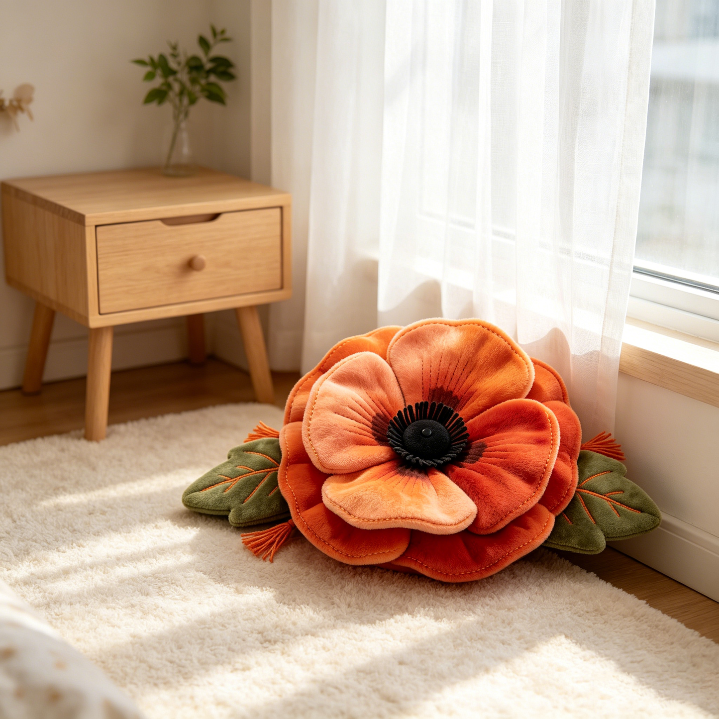 Gradient Orange Poppy Soft Plush Throw Pillow