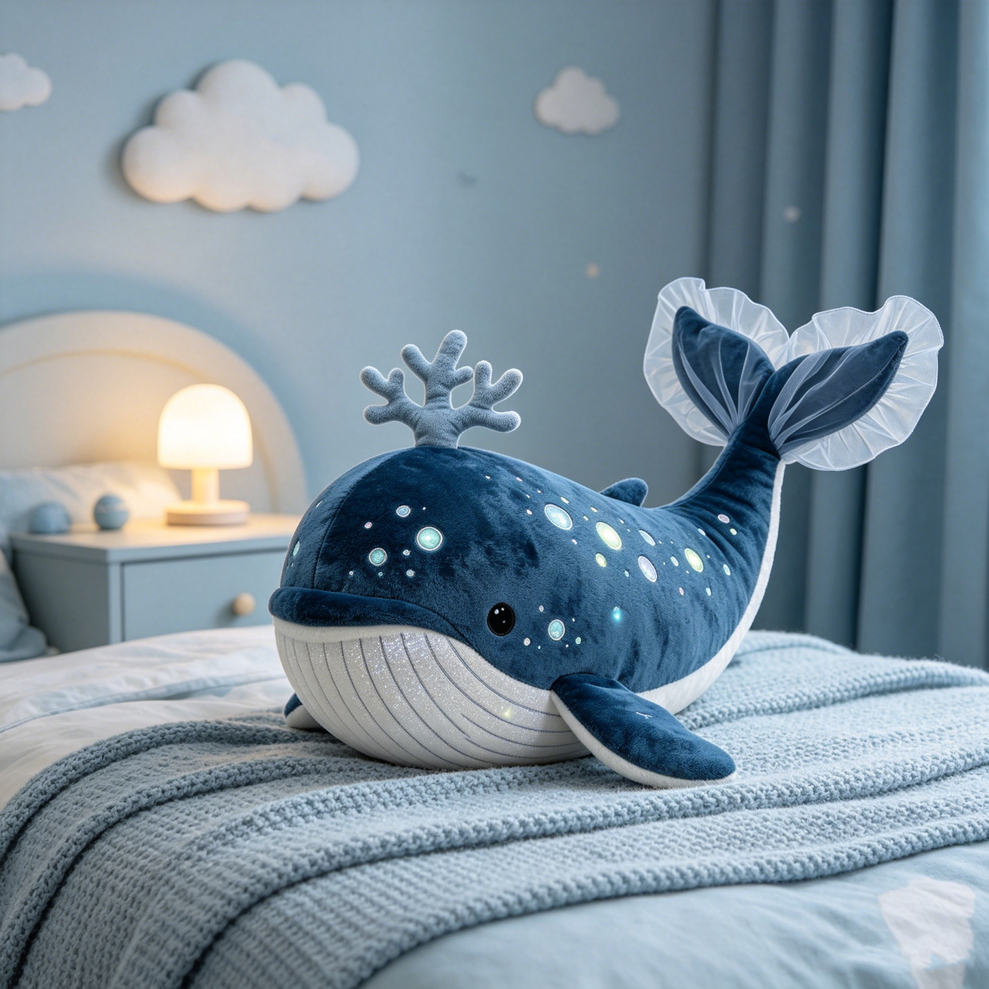 Glitter Bubble Deep Sea Whale Hug Pillow
