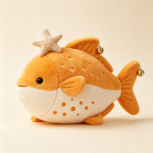 Orange Spotted Puffer Fish Plush