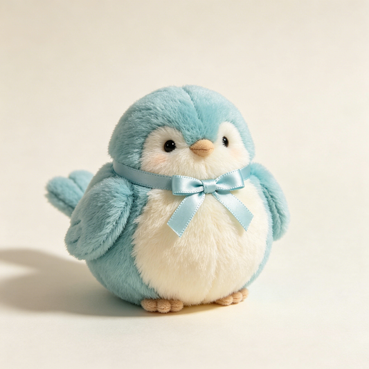 Light Blue Bow Sparrow Plush