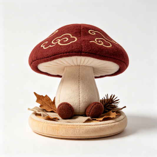 Burgundy Cloud Embroidery Mushroom Plush Fall Decor