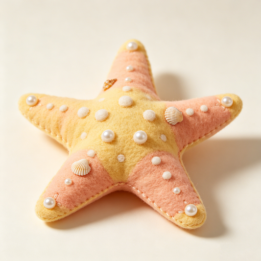 Pearl & Mini Shell Pastel Starfish Felt Plush Decor