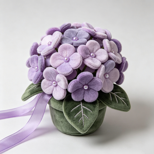 Pastel Purple Pearl Hydrangea Potted Flower Plush Decor