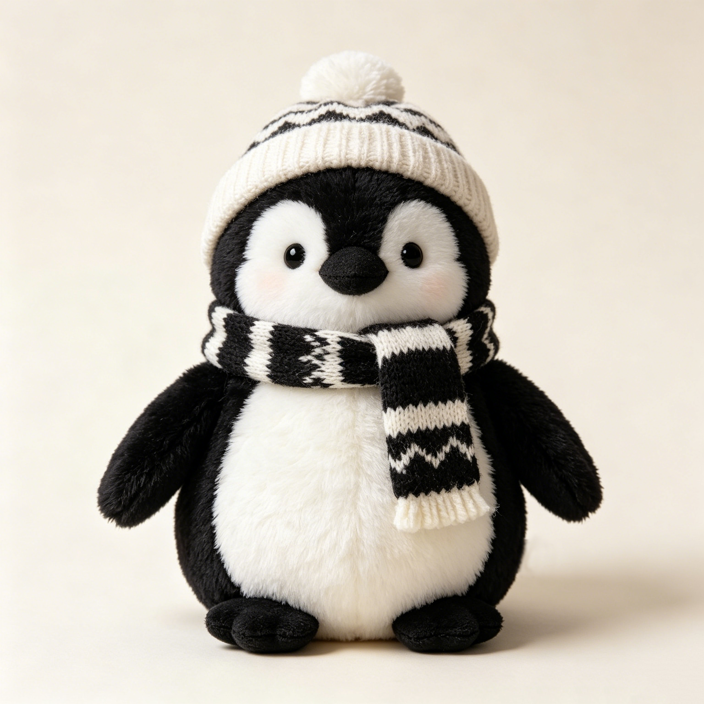 Knit Hat Scarf Penguin Plush