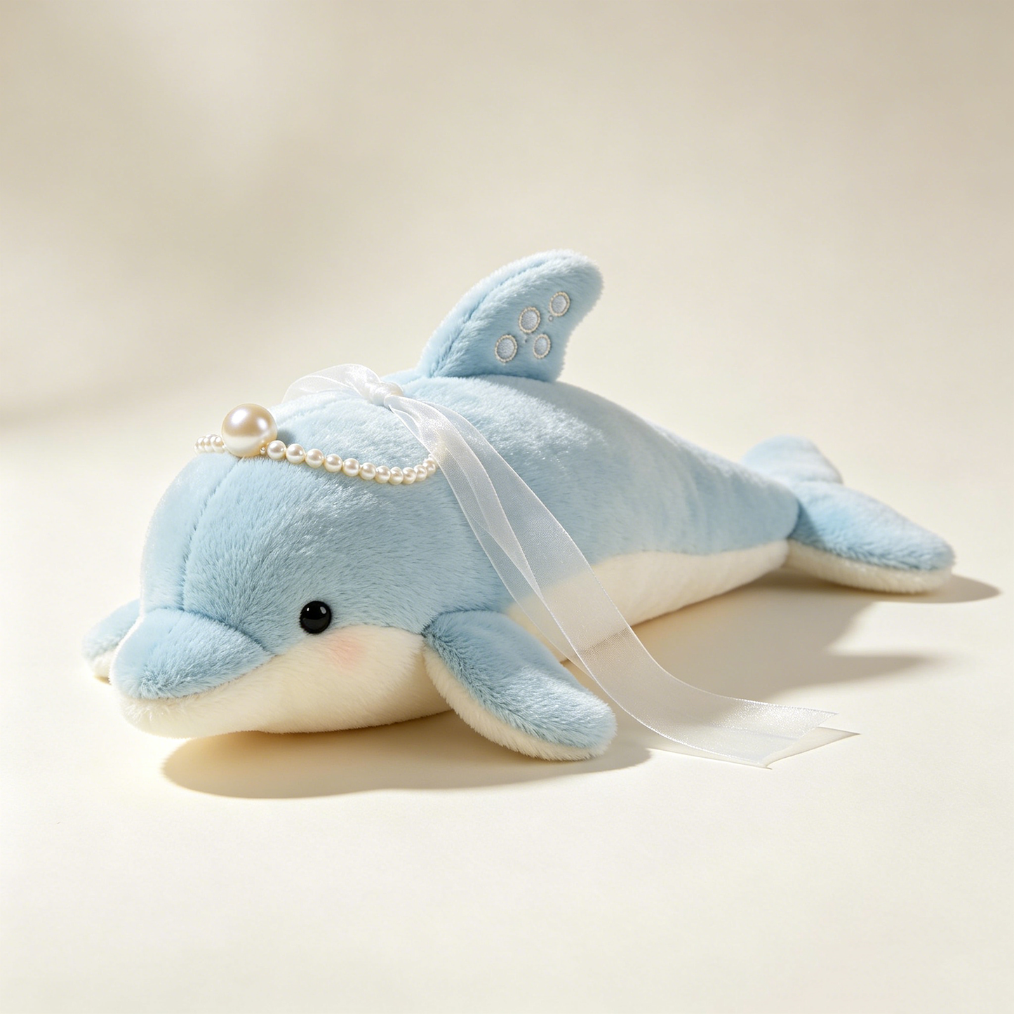 Pearl Tiara Light Blue Dolphin Stuffed Pillow